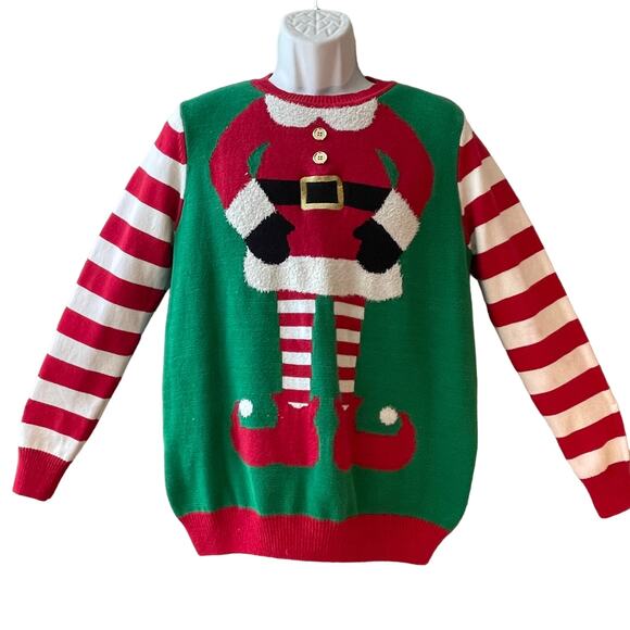 To Be Jolly Elf Yourself Ugly Christmas Sweater Size Large - Picture 1 of 6